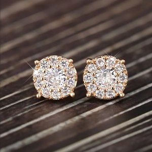 14K Gold Womens 2ct Diamond Round Stud Earrings Ladies New 14 K Silver Jewelry